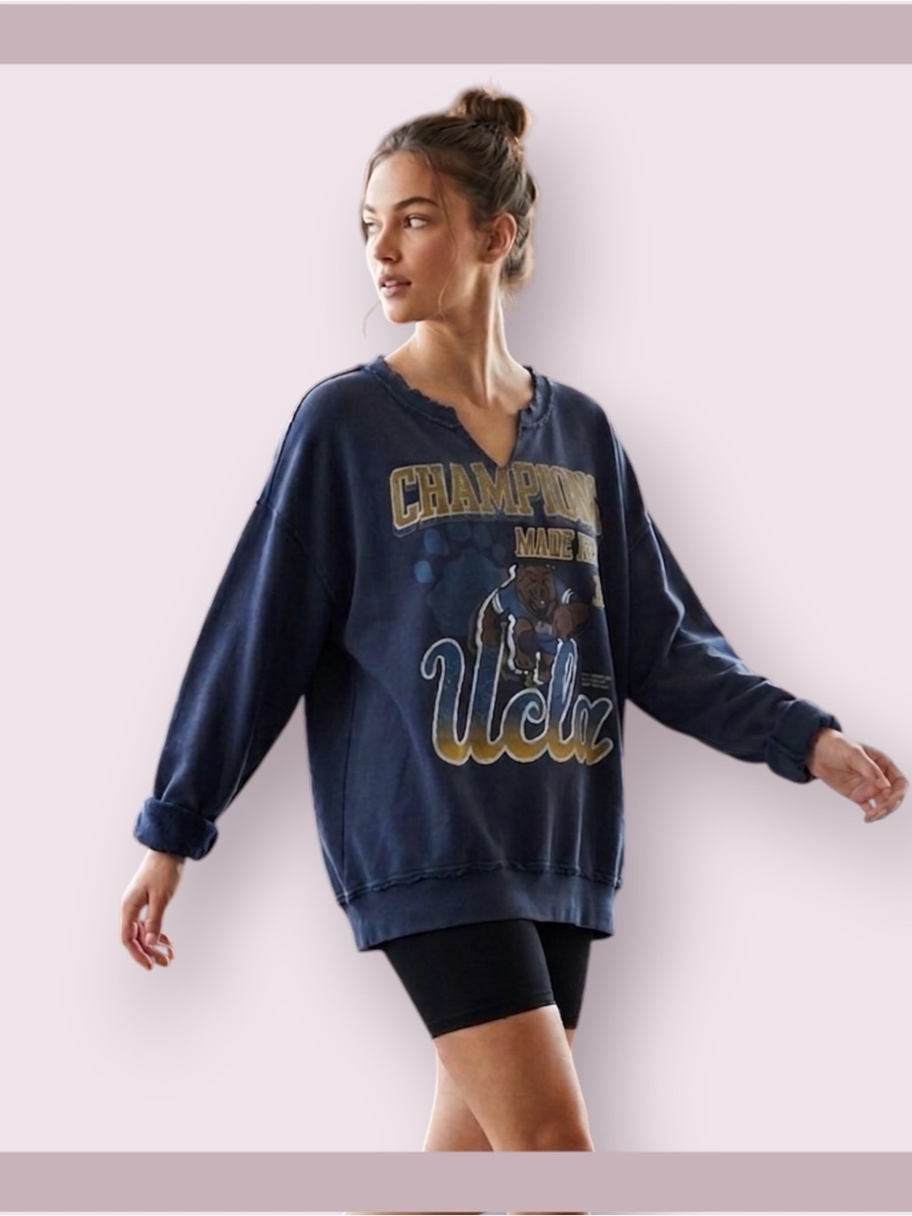 Hollister Blue 84 Oversized UCLA Graphic Notch-Neck Sweatshirt